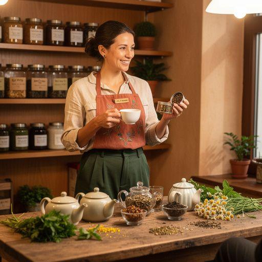Žene u narodnim nošnjama pripremaju domaći čaj od ljekovitog bilja na suncu.